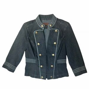 Calvin Klein Blue Jean Jacket with Military-Inspired Design